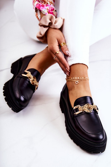 Femenino zapatos color dorado Ozdoba Piel Laura Messi 2383 de color negro 2