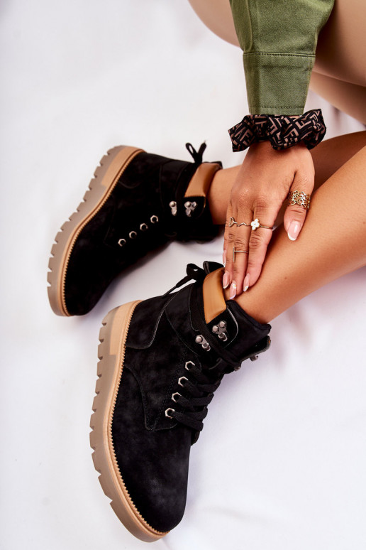 Piel Botas con una plataforma de color negro Ressa