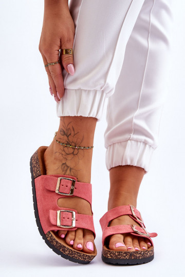 zapatillas de mujer Sobre suela de corcho color rosa Cortina