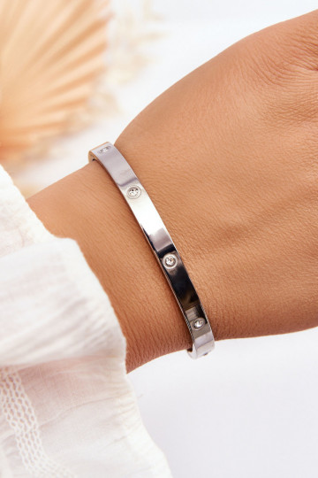 Pulsera de acero con ojos centelleantes color plata Lauren