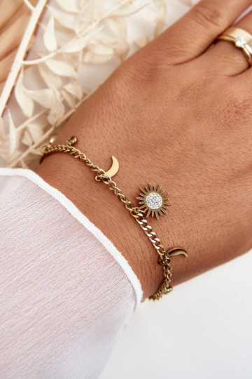 De moda Una pulsera Con la luna y el sol color dorado