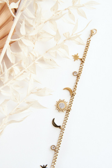 De moda Una pulsera Con la luna y el sol color dorado 2