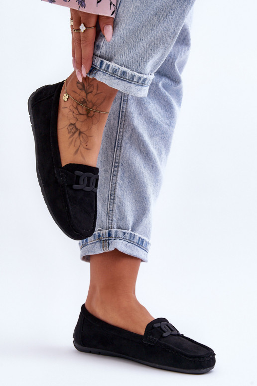 Femenino De moda Mocasines de ante de color negro Rabell