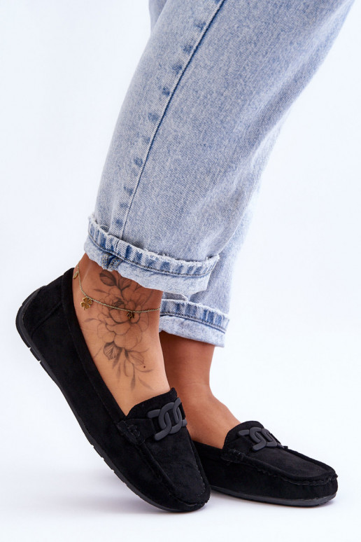 Femenino De moda Mocasines de ante de color negro Rabell