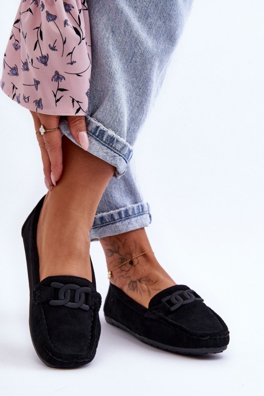 Femenino De moda Mocasines de ante de color negro Rabell