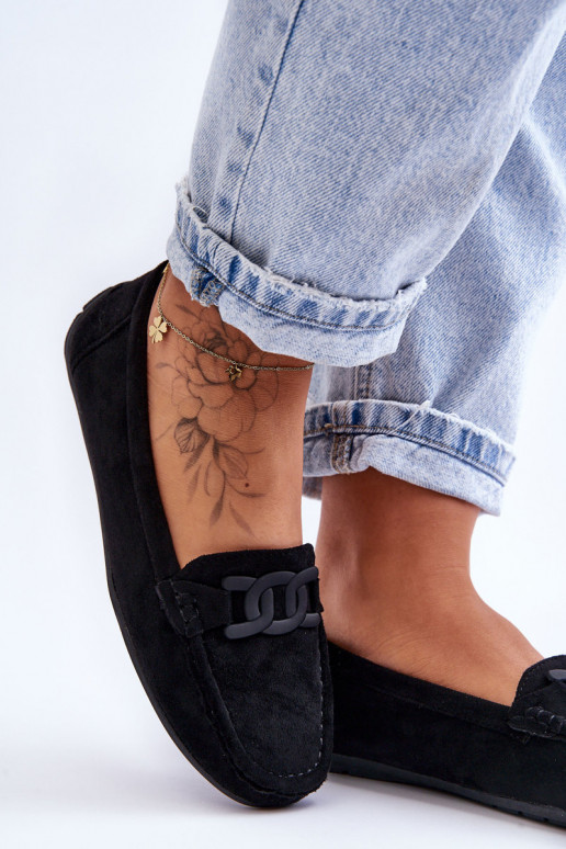 Femenino De moda Mocasines de ante de color negro Rabell