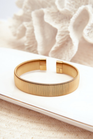 Elastyczna Una pulsera Femenino de acero inoxidable color dorado 2