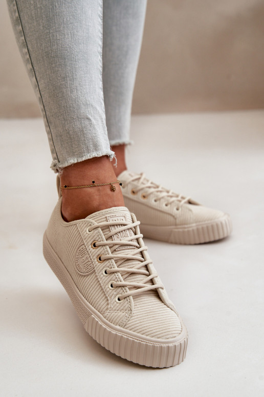 Terciopelo Zapatos de ocio calentamiento Big Star OO274812 Hi-Poly System beige