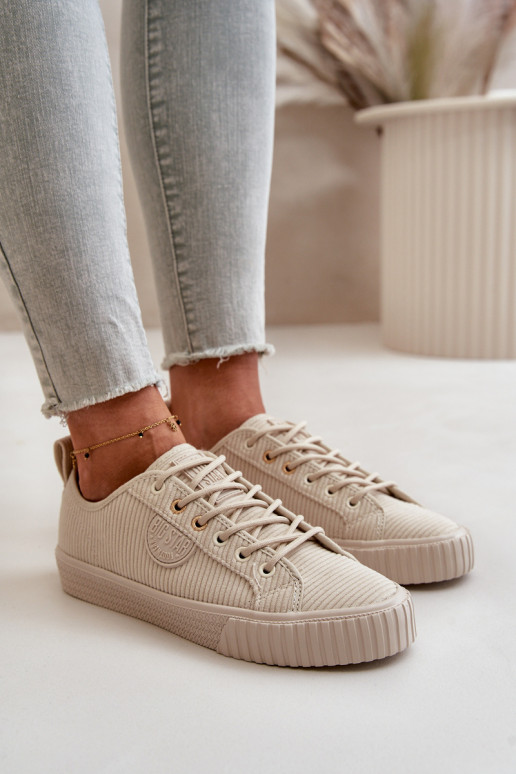 Terciopelo Zapatos de ocio calentamiento Big Star OO274812 Hi-Poly System beige