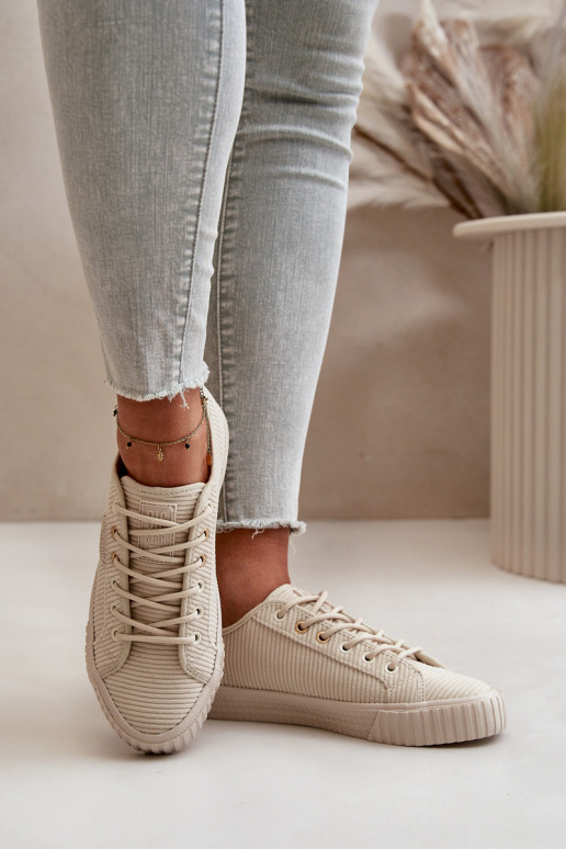 Terciopelo Zapatos de ocio calentamiento Big Star OO274812 Hi-Poly System beige