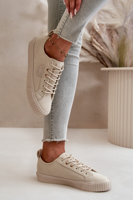 Terciopelo Zapatos de ocio calentamiento Big Star OO274812 Hi-Poly System beige