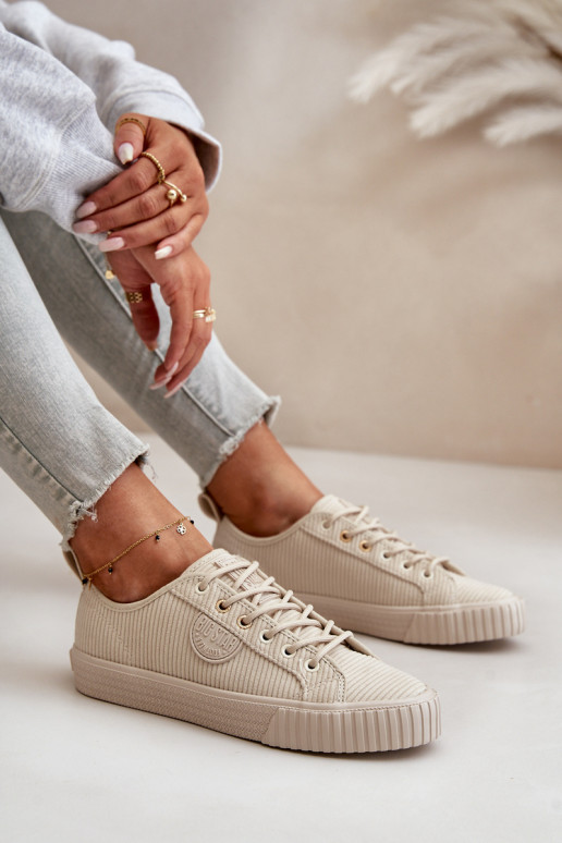 Terciopelo Zapatos de ocio calentamiento Big Star OO274812 Hi-Poly System beige