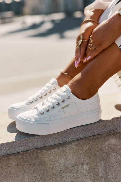 Zapatos de ocio con encaje Lee Cooper LCEN-25-31-3438L el color blanco