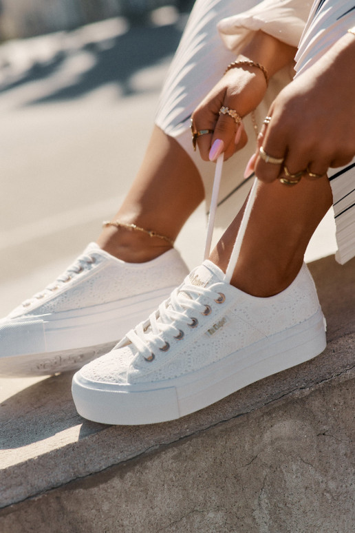 Zapatos de ocio con encaje Lee Cooper LCEN-25-31-3438L el color blanco