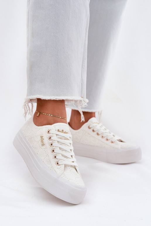 Zapatos de ocio con encaje Lee Cooper LCEN-25-31-3438L el color blanco