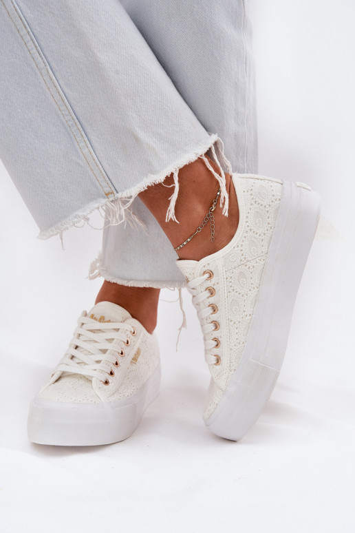 Zapatos de ocio con encaje Lee Cooper LCEN-25-31-3438L el color blanco