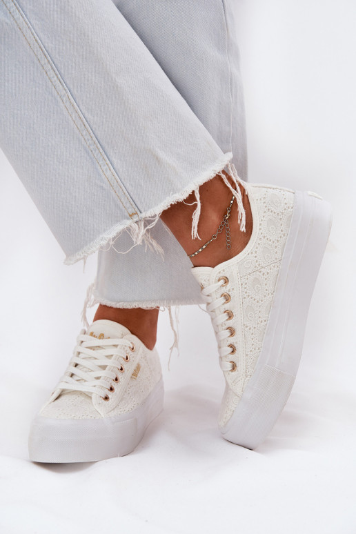 Zapatos de ocio con encaje Lee Cooper LCEN-25-31-3438L el color blanco