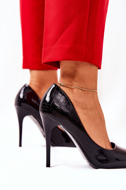 zapatos de tacón alto patrones de serpientes de color negro Tissoria