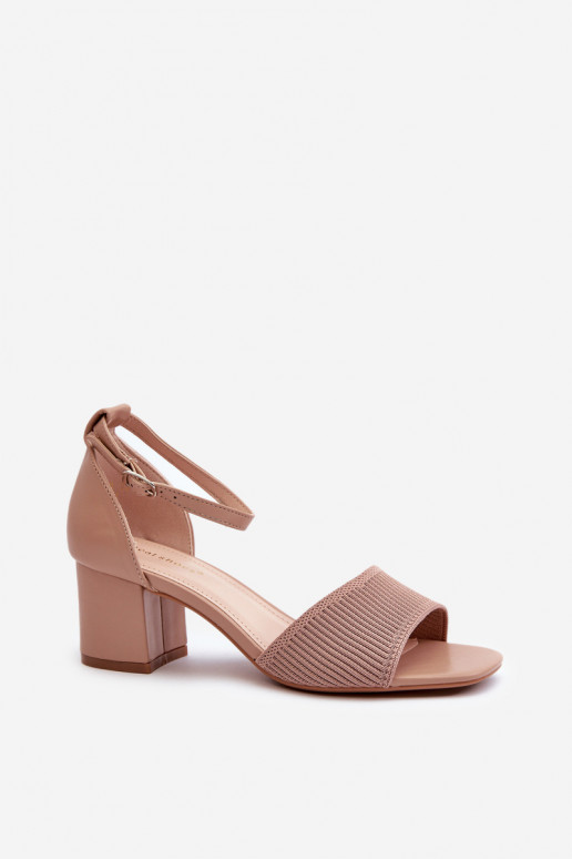 Sandalias de tacón alto para mujer. beige Desvia