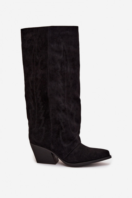 botas estilo vaquero Femenino Al castillo de color negro Isalina