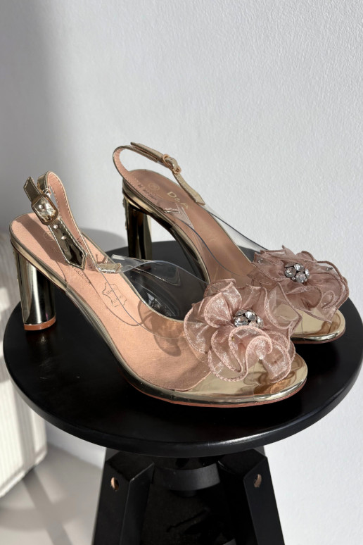 sandalias con tacones con adornos I Kryształkami D&A MR52-236 color dorado