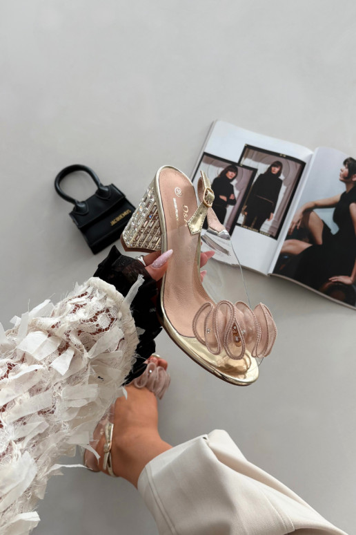 sandalias con tacones con ojos brillantes D&A MR52-237 color dorado