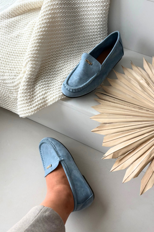 mocasines de mujerPequeñom color doradom Detalem color azul Sarivelle