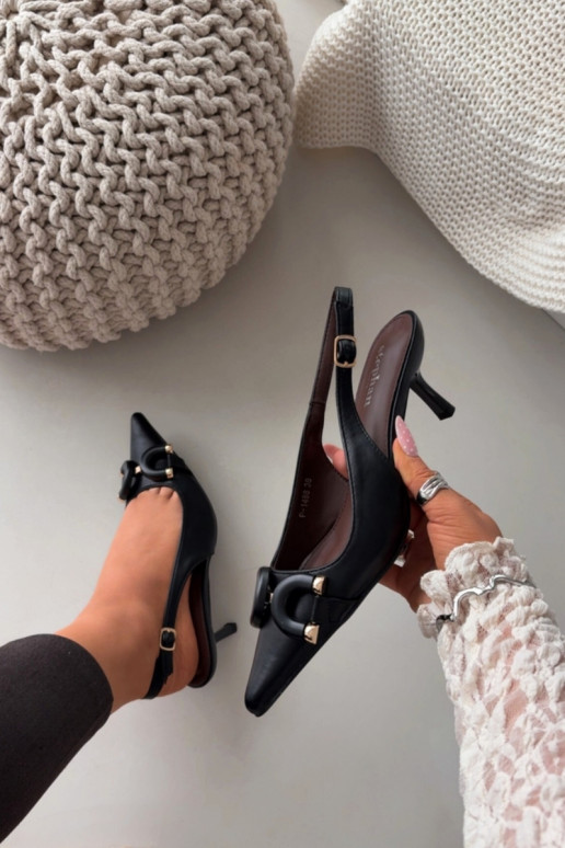 Sandalias de mujer con tacones finos Con decoraciones Detalem de color negro Brienne