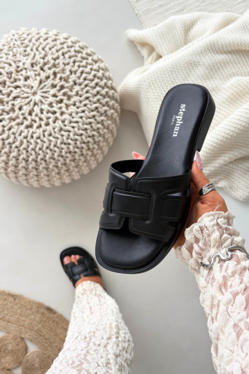 zapatillas de mujer con tacones anchos de color negro Lorania