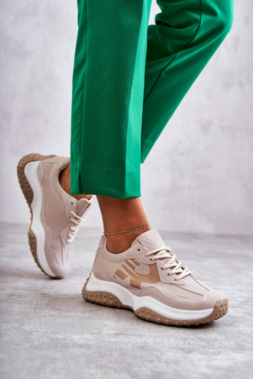 Femenino zapatillas con correas beige Tolea