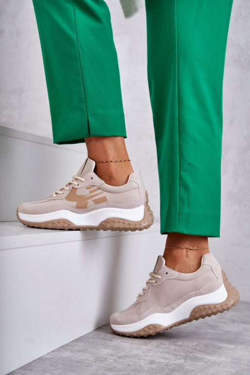 Femenino zapatillas con correas beige Tolea