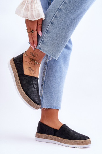 Alpargatas de piel Mocasines Big Star LL276002 de color negro 2
