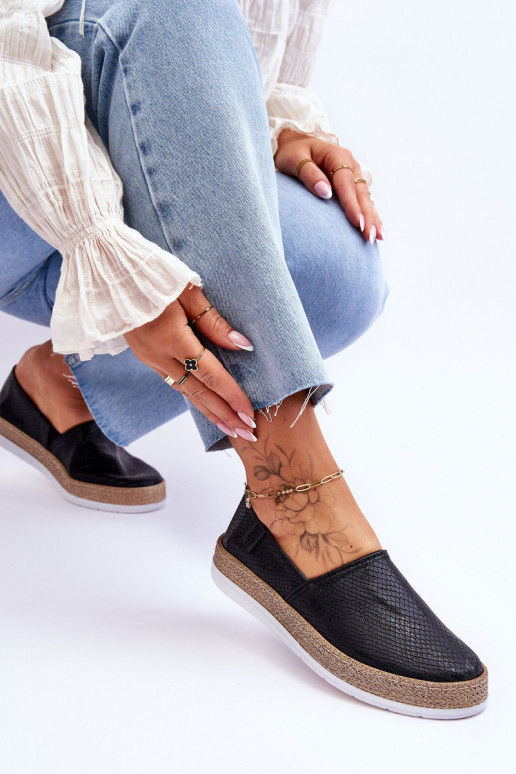 Alpargatas de piel Mocasines Big Star LL276002 de color negro