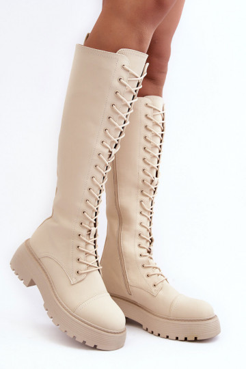 con cordones calentamiento botas zapatos de flor de cerezo Contra el camino beige Bergdis