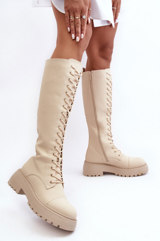 con cordones calentamiento botas zapatos de flor de cerezo Contra el camino beige Bergdis