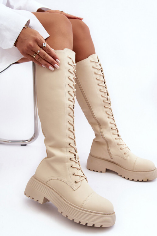 con cordones calentamiento botas zapatos de flor de cerezo Contra el camino beige Bergdis