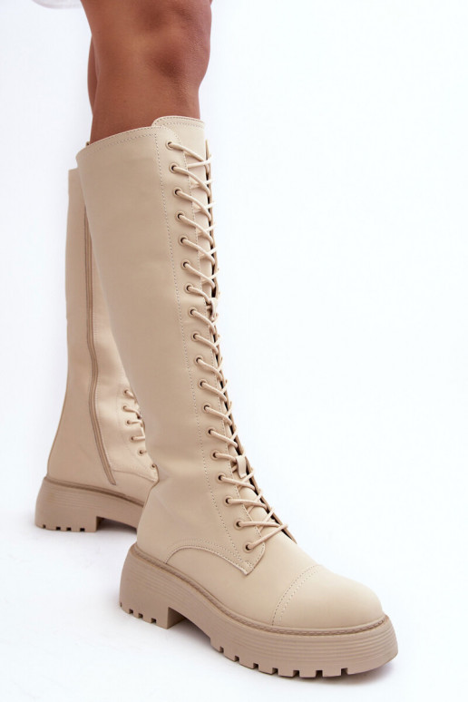 con cordones calentamiento botas zapatos de flor de cerezo Contra el camino beige Bergdis