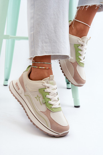 Zapatos de mujer de modelo deportivo Big Star NN274A091 color arena-verde 2