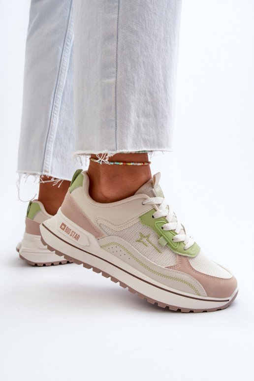 Zapatillas modelo zapatos. Femenino Big Star NN274A091 beige-color verde