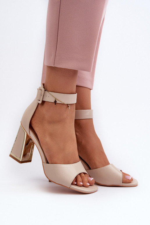 Estilo elegante Sandalias de tacón alto para mujer. beige Rosazara