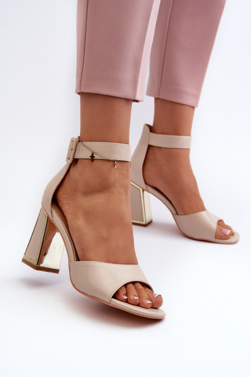Estilo elegante Sandalias de tacón alto para mujer. beige Rosazara