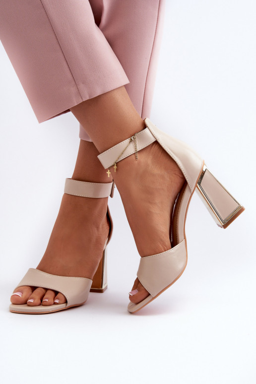 Estilo elegante Sandalias de tacón alto para mujer. beige Rosazara