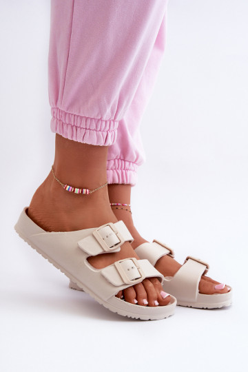 Zapatillas de mujer con espuma. con hebillas beige Luciene 2