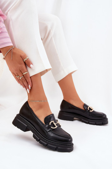 mocasines de mujer Eko Piel Ze color doradom Detalem de color negro Ravalissea