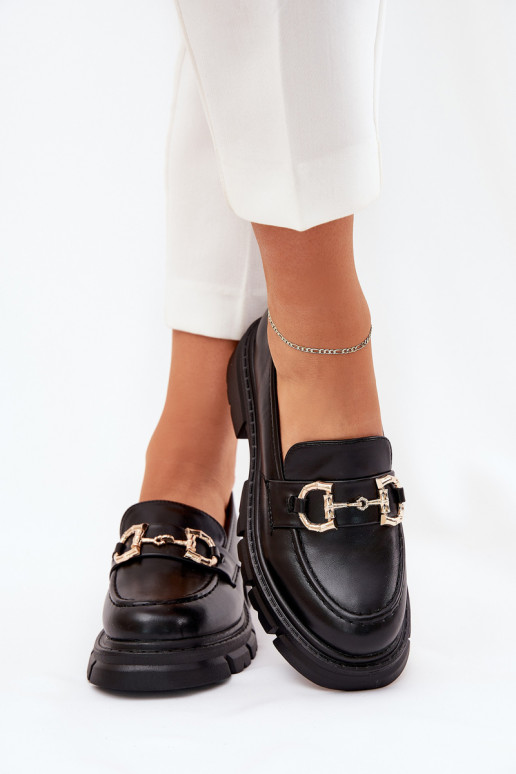 mocasines de mujer Eko Piel Ze color doradom Detalem de color negro Ravalissea