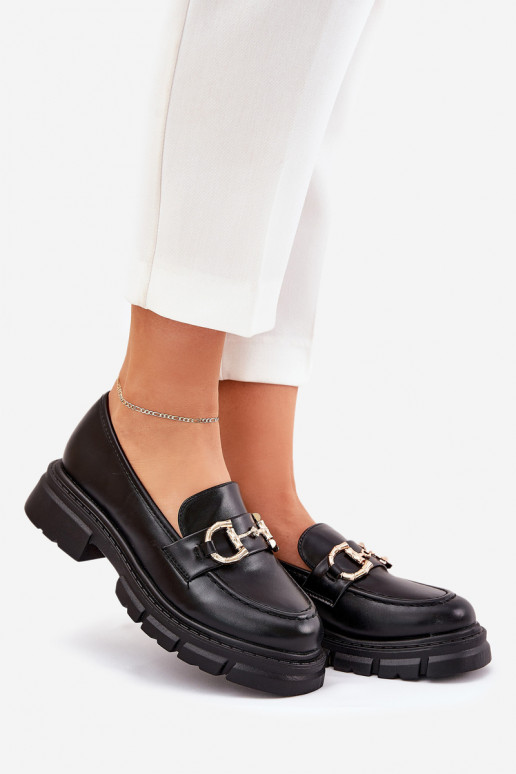 mocasines de mujer Eko Piel Ze color doradom Detalem de color negro Ravalissea