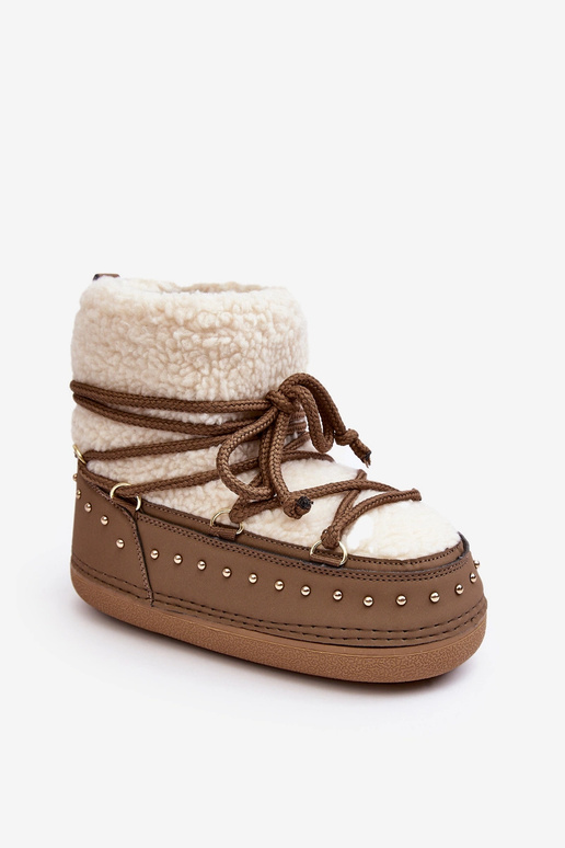 Botas de nieve de mujer con piel de oveja PREND color caqui