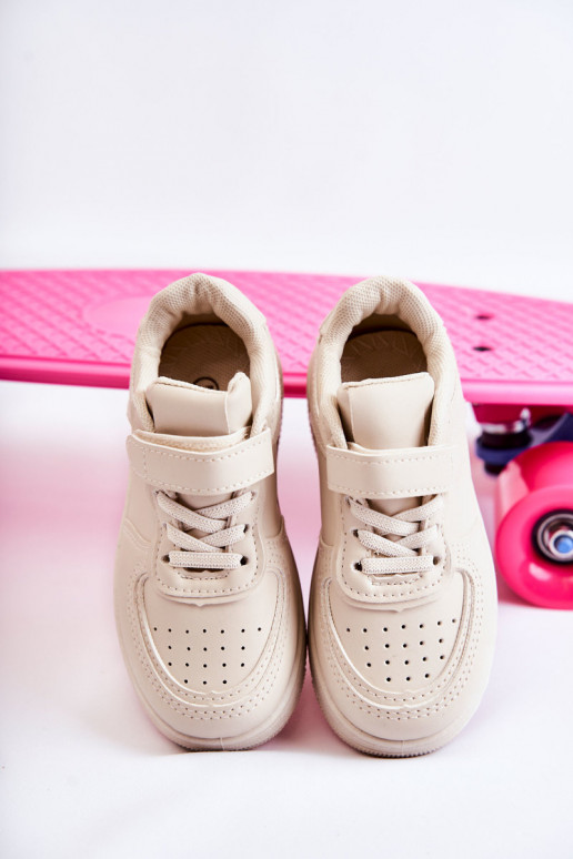 calzado deportivo para niños con sujetadores adhesivos beige Elike