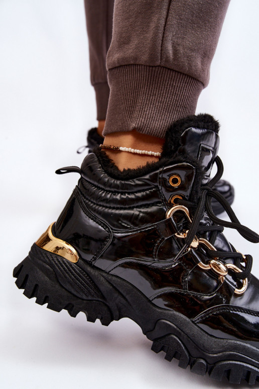 Femenino calentamiento zapatillas zapatos con cordones de color negro Bastini