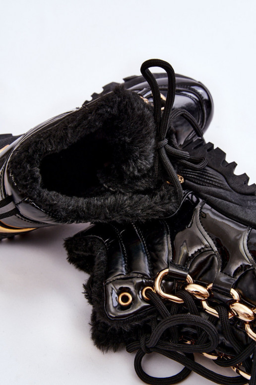 Femenino calentamiento zapatillas zapatos con cordones de color negro Bastini